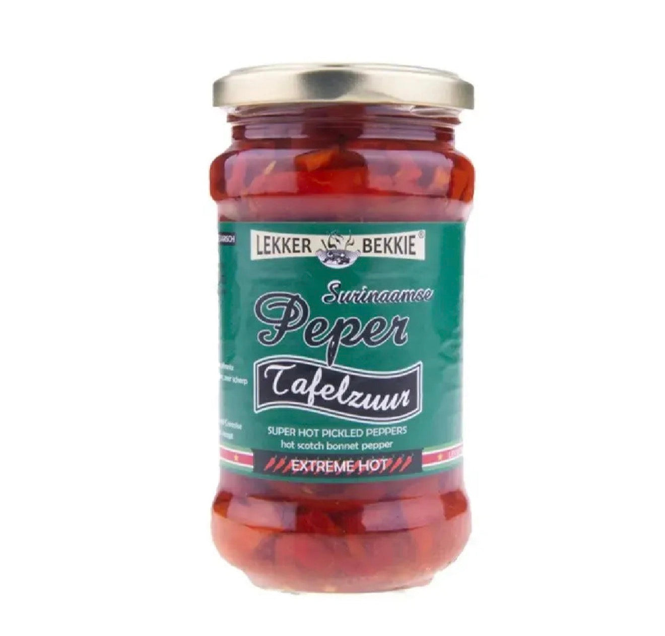 Lekker Bekkie Tafelzuur Peper Pickled Chilli Extremely Hot  290ml