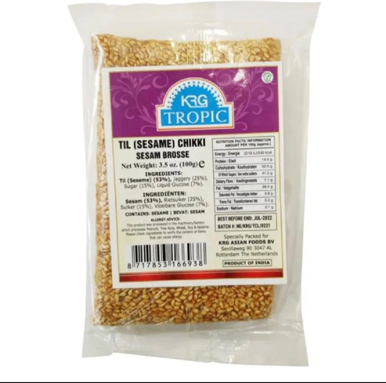 Tropic Gajak Til (Sesame) Chikki 200g