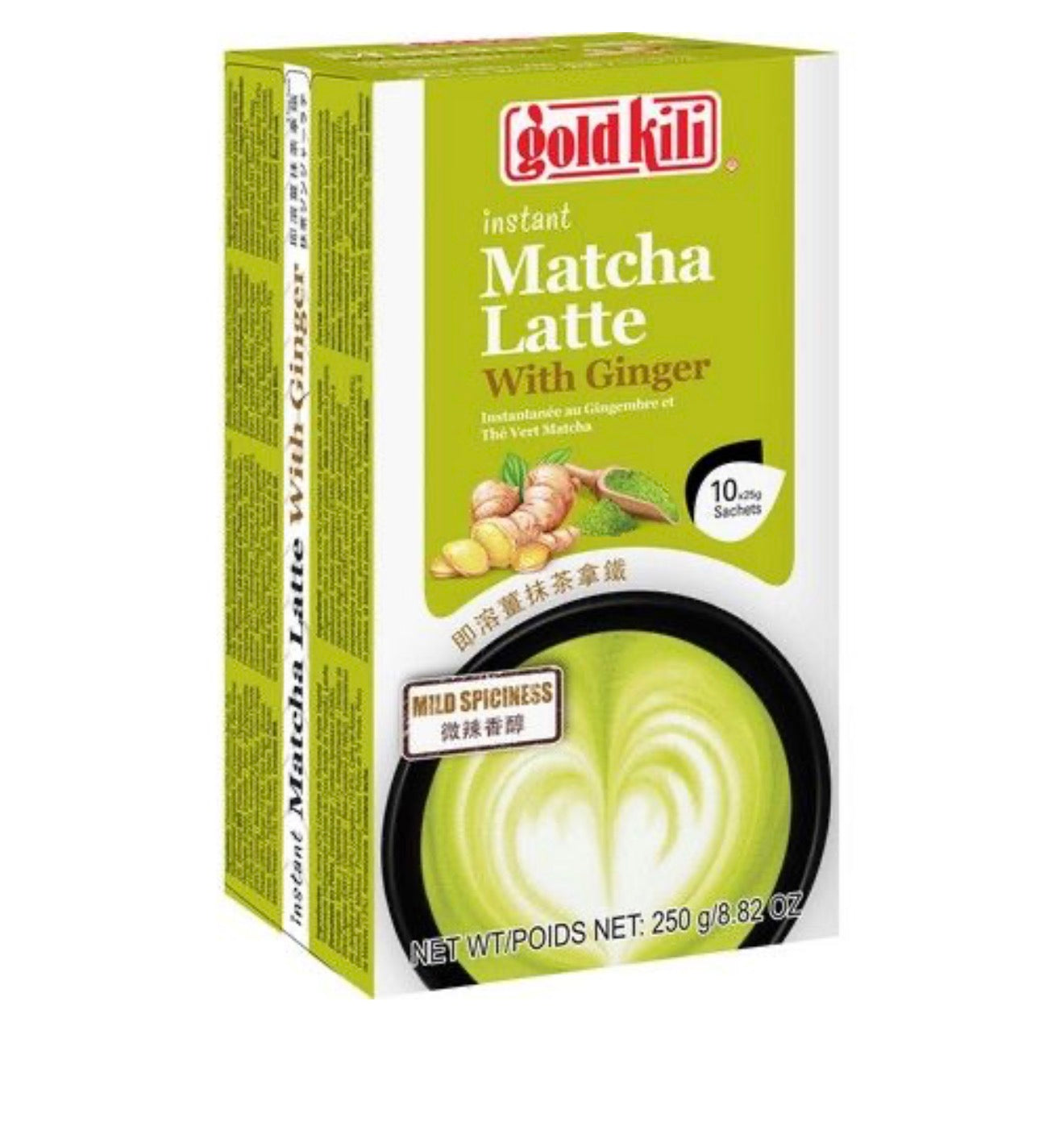 Gold Kili Instant Matcha Latte with Ginger - 250g (10x25g)