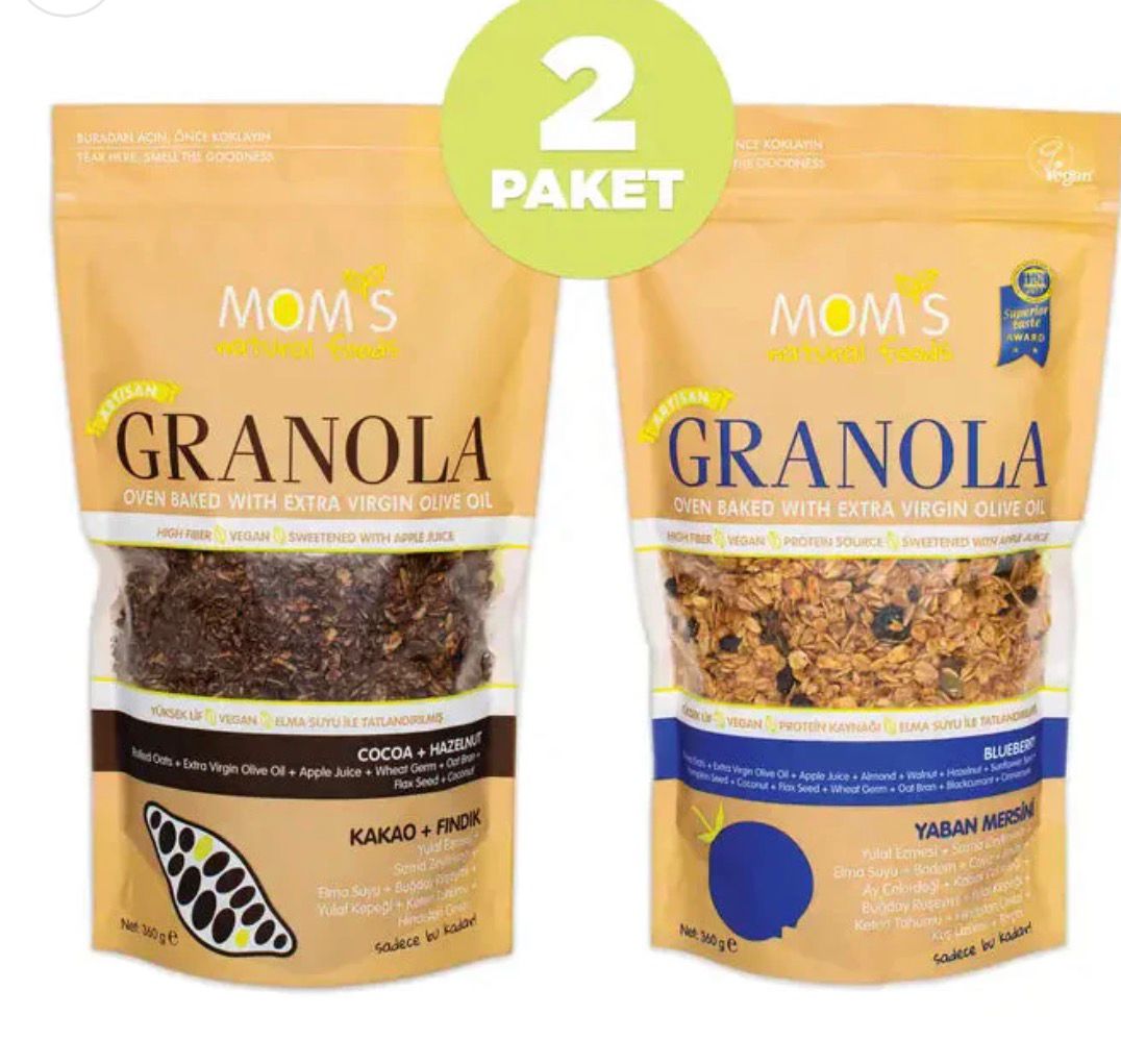 Mom's Natural Foods  2 PCS GRANOLA BLUEBERRY 360 G - COCOA HAZELNUT 360 G