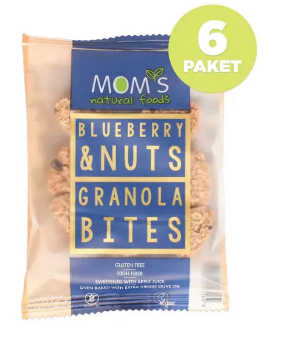 Mom's Natural Foods  6 Pieces Gluten Free BLUEBERRY Granola BITES